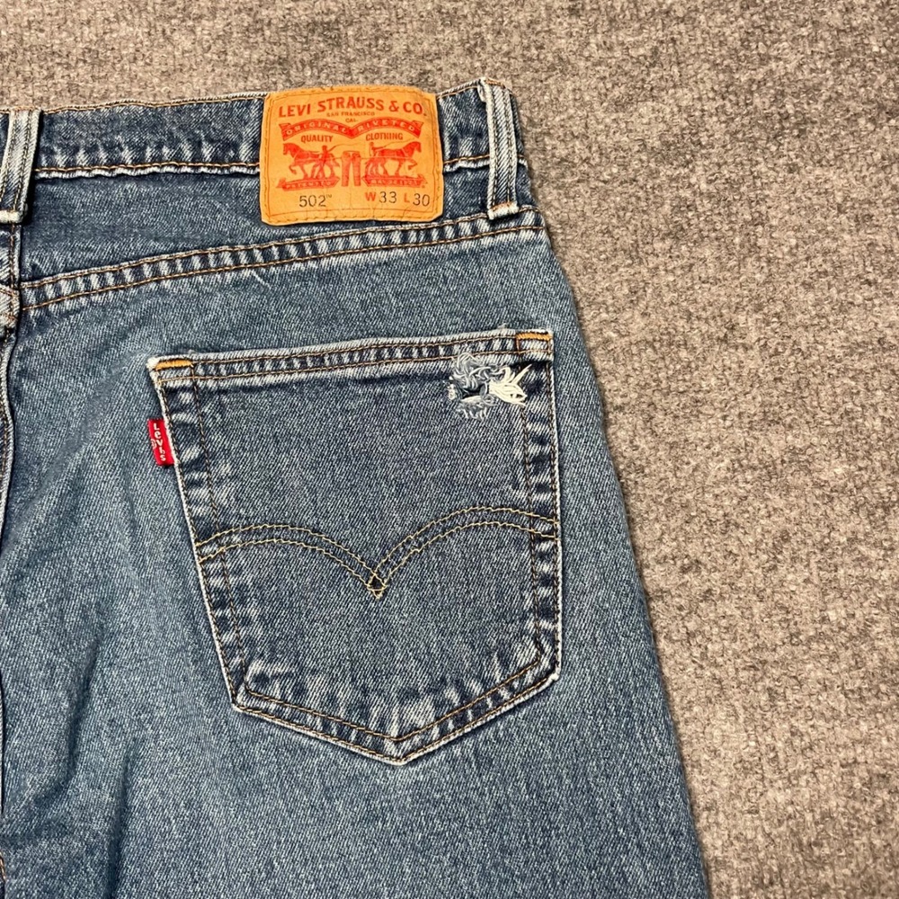 Levi's 502 Regular Fit Straight Leg Jeans Mens Blue Denim 33x30 34x29*‎ - Picture 2 of 12